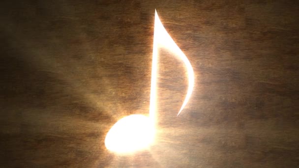 Glowing musical note on the table. The magic of music. Note with rays of light. 97 — Stock Video