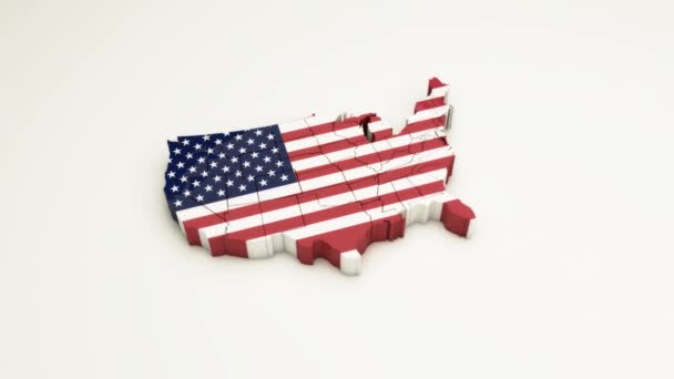 Tredimensionell karta över USA. Tredimensionell karta över USA. Land med demokrati. 6 — Stockvideo