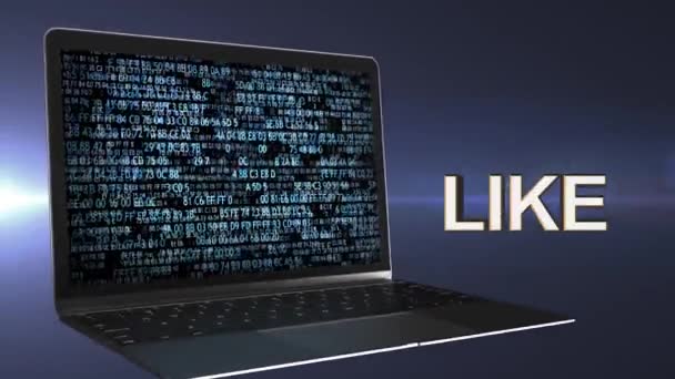 Zoals laptop Interent communicatie. Veel likes voor sociaal netwerk. — Stockvideo