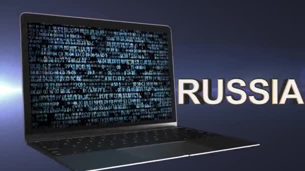 Ciberataques russos. Hackers russos na Internet. Ciberataque — Vídeo de Stock