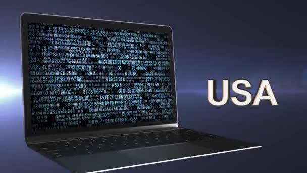 Amerikaanse Cyber aanvallen. USA hackers op het internet. Cyber aanval — Stockvideo