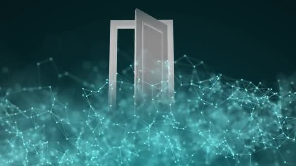 La puerta a la tecnología. Descubrimiento de nuevos procesos tecnológicos modernos — Vídeo de stock