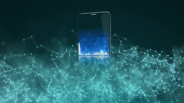 モバイル技術。インターネット上の現代のスマートフォン. — ストック動画
