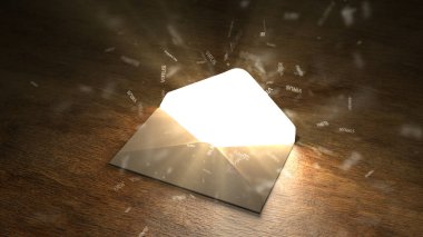 Mektup bir bilgisayar virüsü enfeksiyonudur. İnternet tehdit kavramı. 3d illüstrasyon.