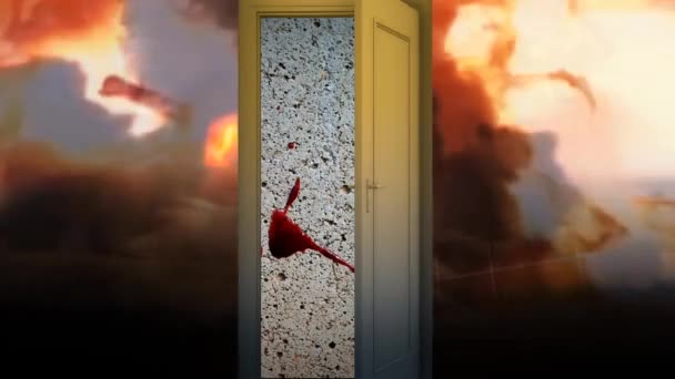 De deuren van de oorlog. Het openen van de deuren veel bloed. 52 — Stockvideo