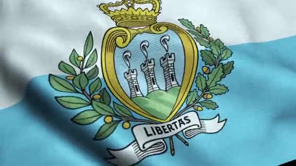 Bandiera San Marino Sventola Senza Soluzione Continuità Animazione Ondeggiante — Video Stock