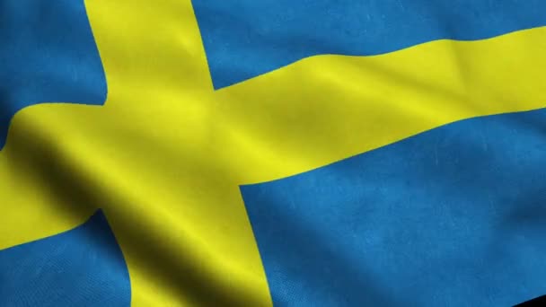 Sverige Flagga Sömlös Looping Vinkar Animering — Stockvideo