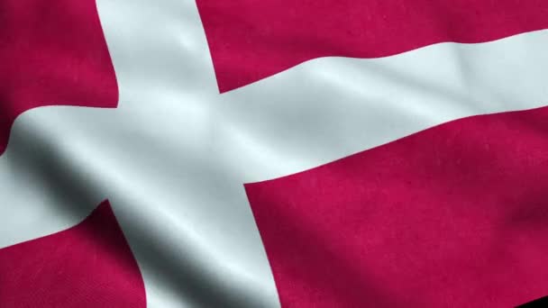 丹麦国旗无缝循环摇摆动画 — 图库视频影像