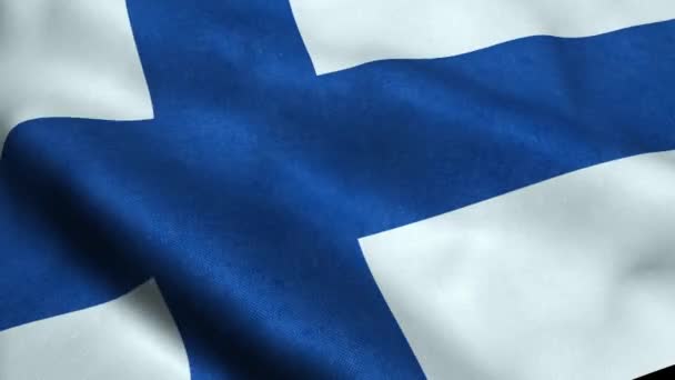 シームレスなループ アニメーションを振ってフィンランドの国旗 — ストック動画