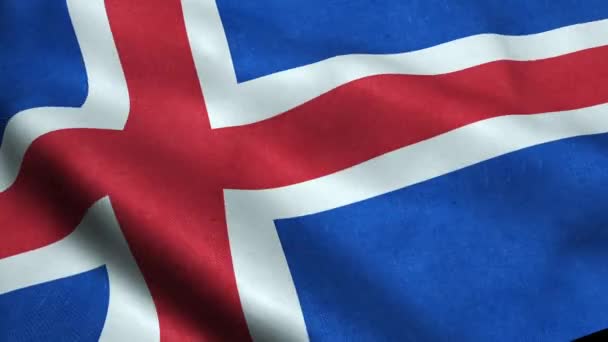 Исландский Флаг Бесшовный Цикл Размахивания Анимацией — стоковое видео