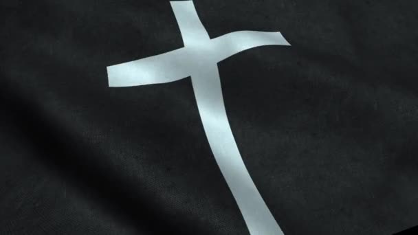 Fahne Mit Christlichem Kreuz Schwenken — Stockvideo