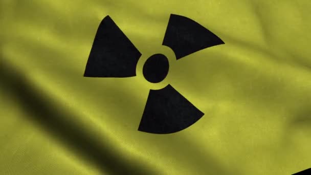 Radyasyon Uyarı Işareti Ile Dalgalanan Bayrak — Stok video
