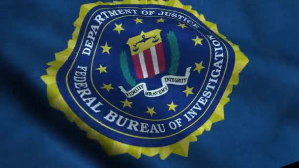 Bandeira Acenando Com Logotipo Fbi — Vídeo de Stock