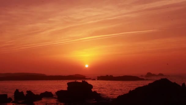 Pôr Sol Sobre Praia Pôr Sol Sobre Oceano Pacífico — Vídeo de Stock