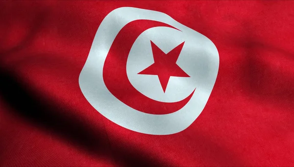 Tunesië Zwaaiende Vlag — Stockfoto