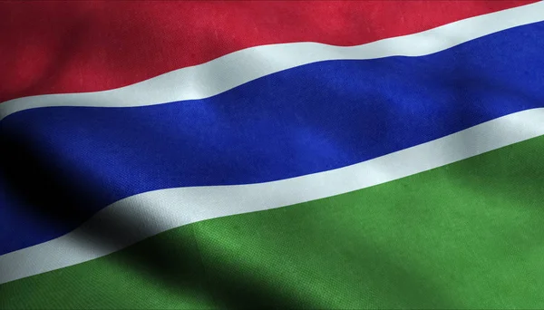 Gambia Zwaaiende Vlag — Stockfoto