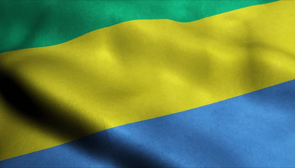 Gabon Bayrağı Sallıyor — Stok fotoğraf