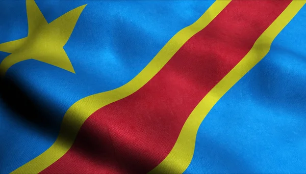 República Democrática Del Congo Ondeando Bandera —  Fotos de Stock