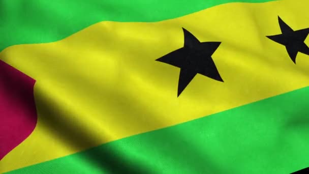 Santo Tomé Príncipe Bandera Seamless Looping Animación Ondulante — Vídeo de stock