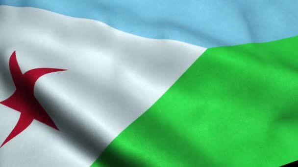 Σημαία Του Τζιμπουτί Χωρίς Συγκόλληση Επανάληψη Κουνώντας Animation — Αρχείο Βίντεο