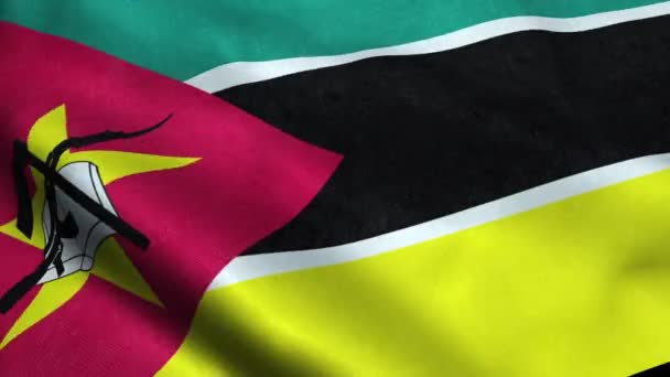 Σημαία Της Μοζαμβίκης Χωρίς Συγκόλληση Επανάληψη Κουνώντας Animation — Αρχείο Βίντεο