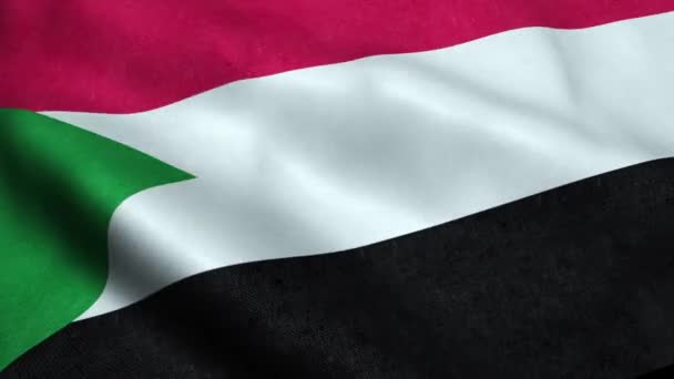 苏丹国旗无缝循环摇摆动画 — 图库视频影像