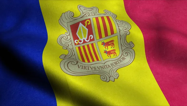 Bandera Andorra Ondeando — Foto de Stock