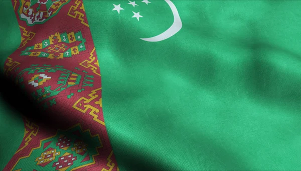 Turkmenistan Zwaaiende Vlag — Stockfoto