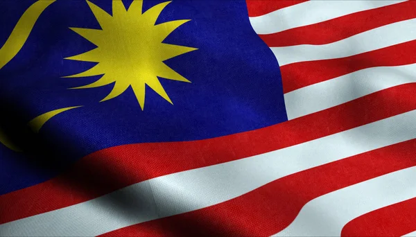 Malaysia Viftande Flagga — Stockfoto