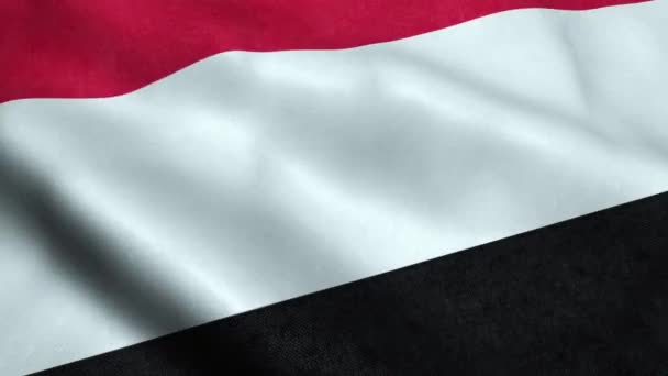Bandeira Iêmen Seamless Looping Waving Animation — Vídeo de Stock