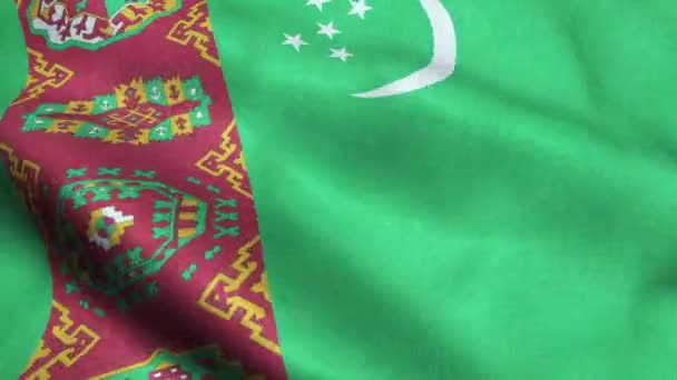 Vlag Van Turkmenistan Naadloze Looping Zwaaien Animatie — Stockvideo