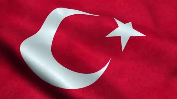 Turkey Flag Seamless Looping Waving Animation — Stock Video