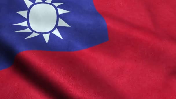 Тайванський Прапор Безшовні Циклічного Відтворення Розмахуючи Анімації — стокове відео