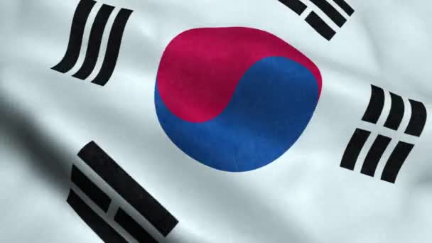 Güney Kore Bayrağı Sallayarak Animasyon Döngü Sorunsuz — Stok video