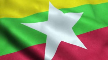 Myanmar bayrağı sallayarak animasyon döngü sorunsuz