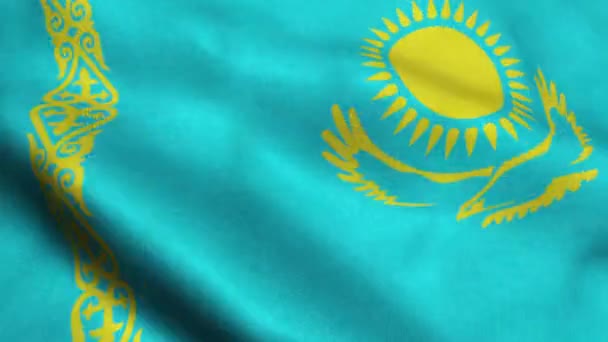 Kazahsztán Zászló Varrat Nélküli Hurkolás Integetett Animáció — Stock videók