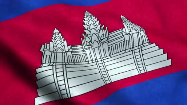 Vlag Van Cambodja Naadloze Looping Zwaaien Animatie — Stockvideo