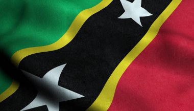 Saint Kitts ve Nevis 3D bayrağı sallıyor