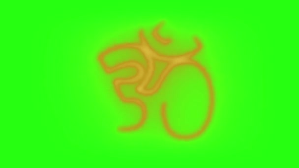 Symbol Hinduismu Hoření Plamenech Zeleném Pozadí Obrazovky — Stock video