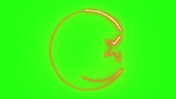 緑の画面の背景に炎で燃えるイスラム教のシンボル — ストック動画