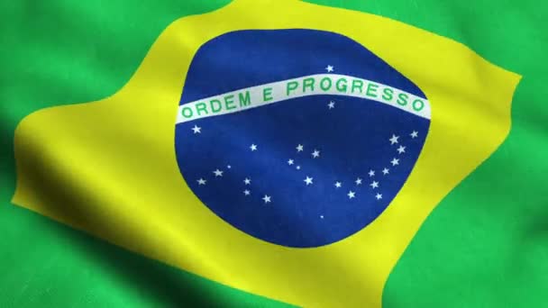 Brasil Bandera Seamless Looping Waving Animation — Vídeos de Stock