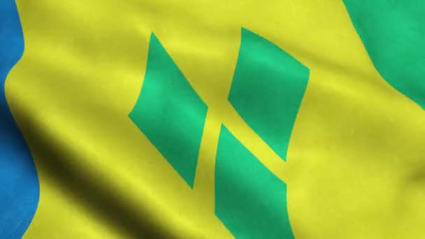 Saint Vincent Grenadines Vlag Naadloze Looping Zwaaiende Animatie — Stockvideo