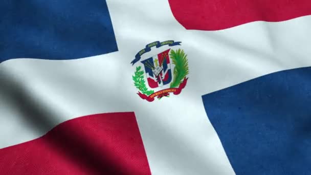 Dominicano Bandera Inconsútil Bucle Ondeando Animación — Vídeos de Stock