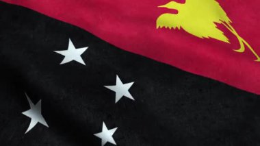 Papua Yeni Gine Bayrağı Dikişsiz Döngü Sallayarak Animasyon