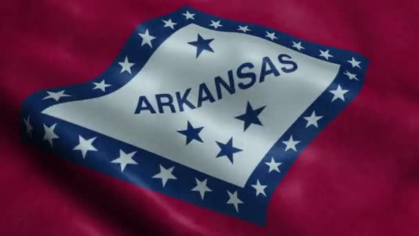 Staat Arkansas Vlag Naadloze Looping Zwaaiende Animatie — Stockvideo