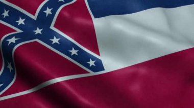 Mississippi Devlet Bayrak Dikişsiz Looping Sallanan Animasyon
