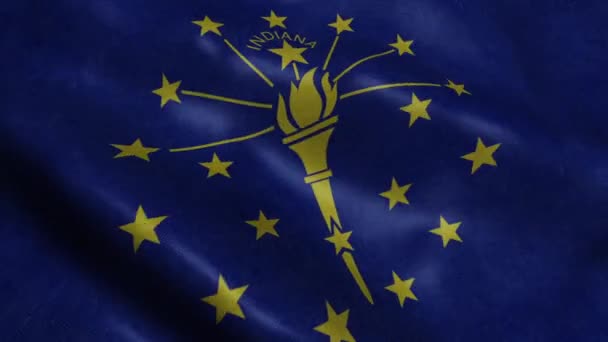 Delstaten Indiana Flagga Sömlös Looping Vinka Animation — Stockvideo