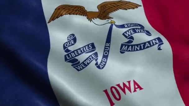 State Iowa Flag Seamless Looping Waving Animation Engelsk – stockvideo