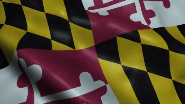 Estado Maryland Bandeira Seamless Looping Ondulação Animação — Vídeo de Stock
