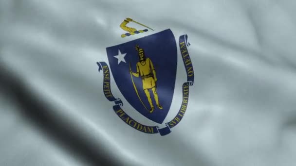 Штату Массачусетс Прапор Безшовні Циклічного Розмахуючи Анімації — стокове відео